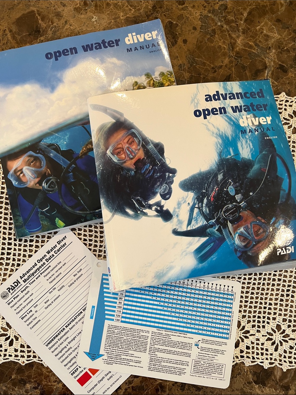PADI Open Water & Advanced Open Water Diver Manuals 2 Scuba Diving Textbooks